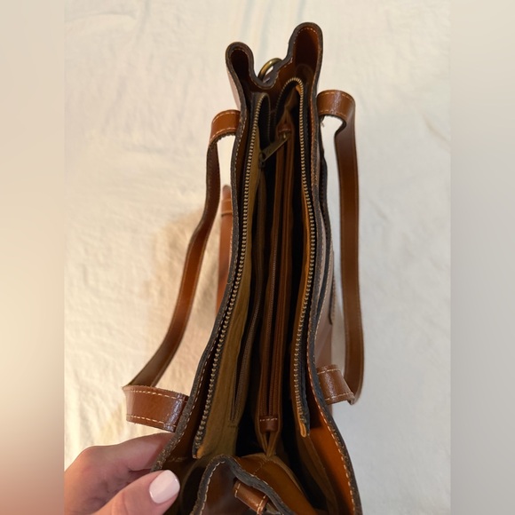 Vintage Used Patricia Nash Leather Chantilly Satchel Tan Color Group Heritage - Picture 9 of 10